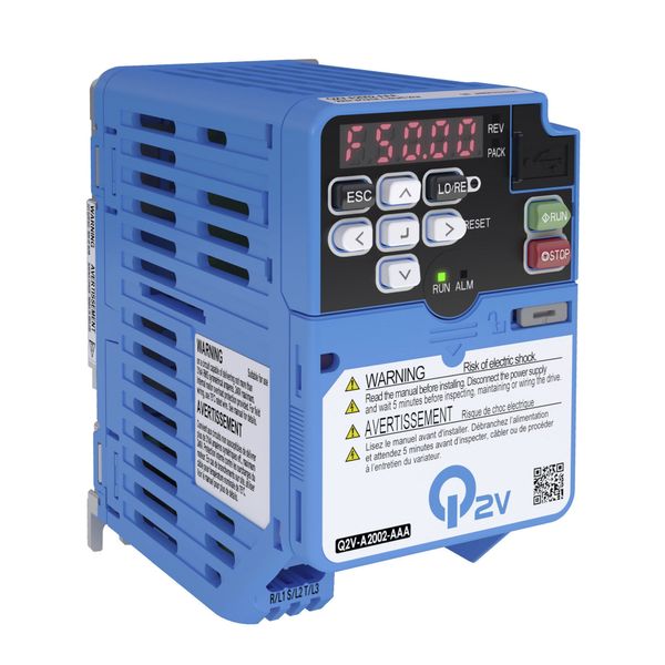 Inverter Q2V 200V, ND: 6.0 A / 1.1 kW, HD: 5.0 A / 0.75 kW, with integ image 1