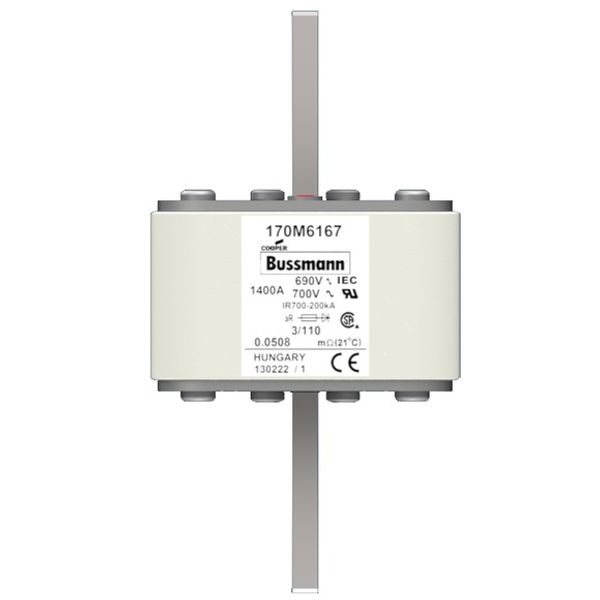 Fuse-link, high speed, 1400 A, AC 690 V, DIN 3, 76 x 90 x 139 mm, aR, DIN, IEC, single indicator image 1