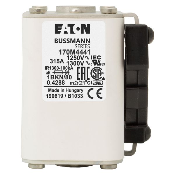 Fuse-link, high speed, 315 A, AC 1250 V, size 1, 53 x 69 x 80 mm, aR, IEC, UL, single indicator image 13