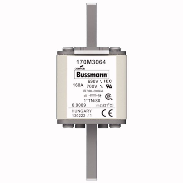 Fuse-link, high speed, 160 A, AC 690 V, compact DIN 1, 45 x 58 x 104 mm, aR, DIN, IEC, single indicator image 1