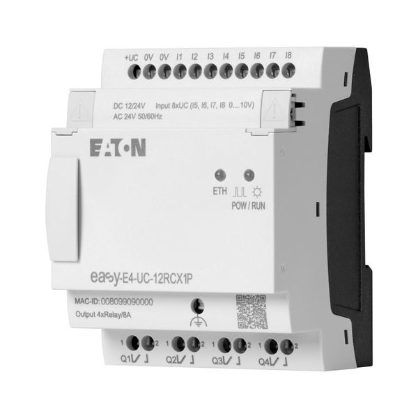 Control relays, easyE4 (expandable, Ethernet), 12/24 V DC, 24 V AC, Inputs Digital: 8, of which can be used as analog: 4, push-in terminal image 7