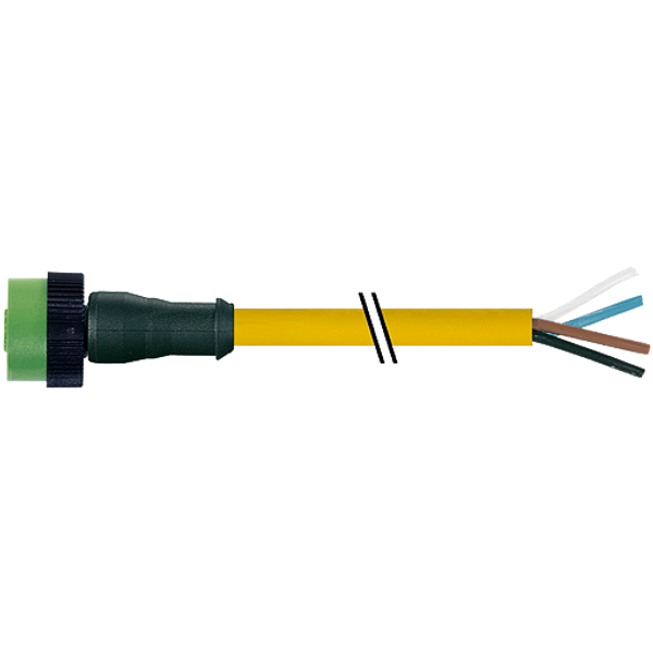 MQ12 female 0° A-cod. with cable PUR 4x0.34 ye UL/CSA+drag ch. 1.5m image 1