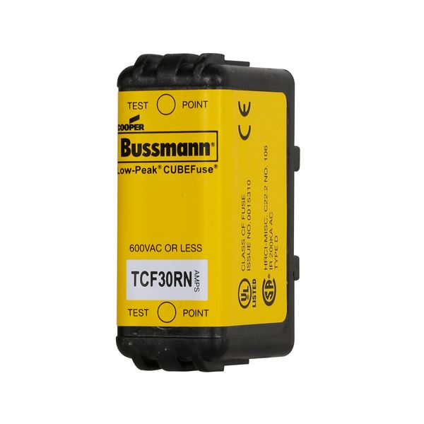 Eaton Bussmann series TCF fuse, Finger safe, 600 Vac/300 Vdc, 30A, 300 kAIC at 600 Vac, 100 kAIC at 300 Vdc, Non-Indicating, Time delay, inrush current withstand, Class CF, CUBEFuse, Glass filled PES image 6