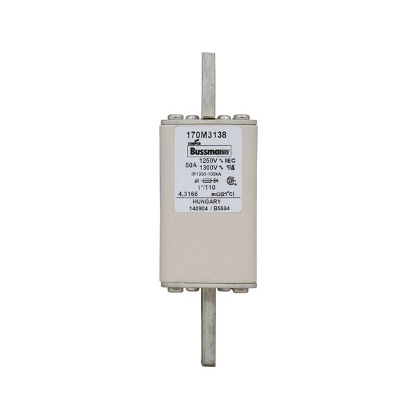 Fuse-link, high speed, 50 A, AC 1250 V, compact size 1, 45 x 45 x 138 mm, aR, DIN, IEC, single indicator image 10