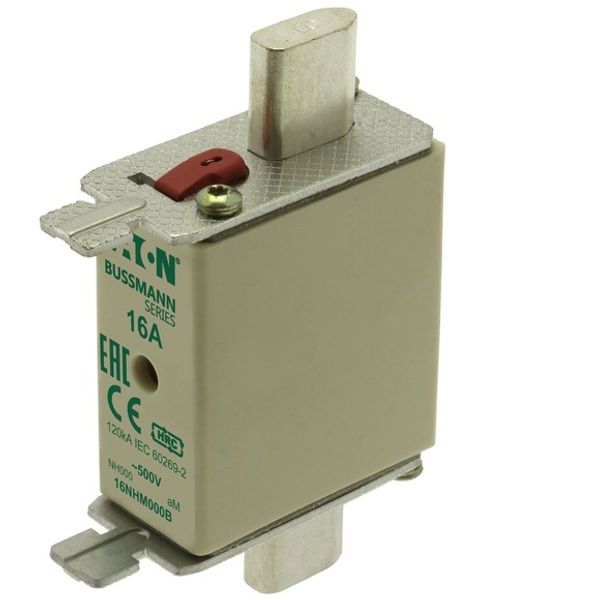 Fuse-link, low voltage, 16 A, AC 500 V, NH000, aM, IEC, dual indicator image 2