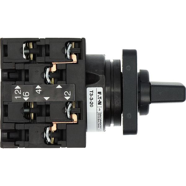 Reversing switches, T3, 32 A, flush mounting, 3 contact unit(s), Contacts: 6, 45 °, maintained, With 0 (Off) position, 2-0-1, SOND 29, Design number 2 image 19