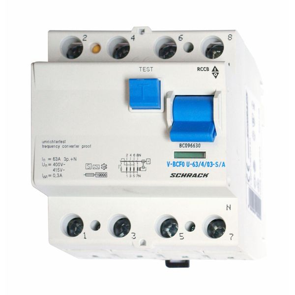 Residual current circuit breaker 63A,4-p,300mA,type A,S, FU image 1