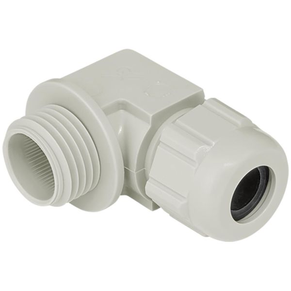 Cable gland elbow 90° synthetic Pg16 grey RAL 7032 cable Ø 7.0-10.5 mm image 1