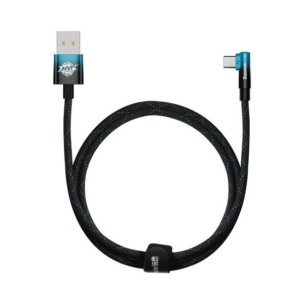 Cable USB A Plug - USB C Plug 90° Angled 1.0m 100W, Blue / Black MVP ElbowBASEUS image 1