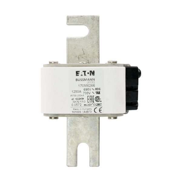 Fuse-link, high speed, 1250 A, AC 690 V, DIN 3, 76 x 92 x 139 mm, aR, DIN, IEC, single indicator image 9