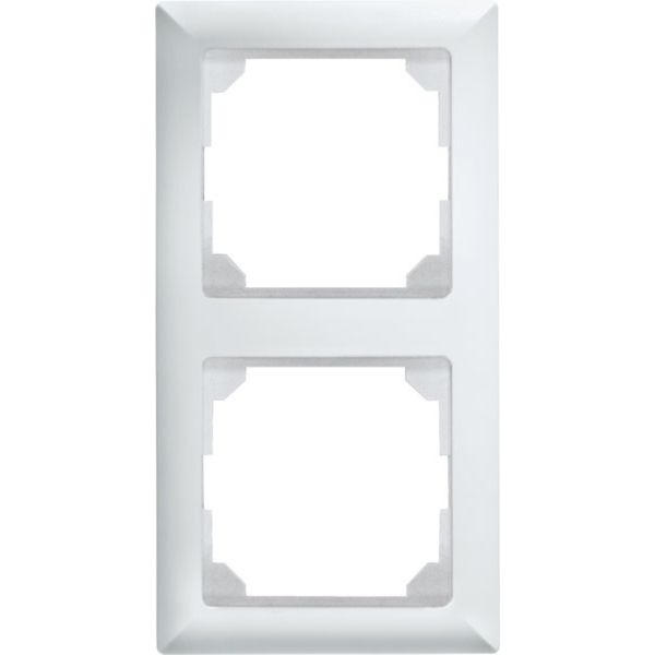 Double universal frame for wireless pushbuttons, pure white glossy image 1