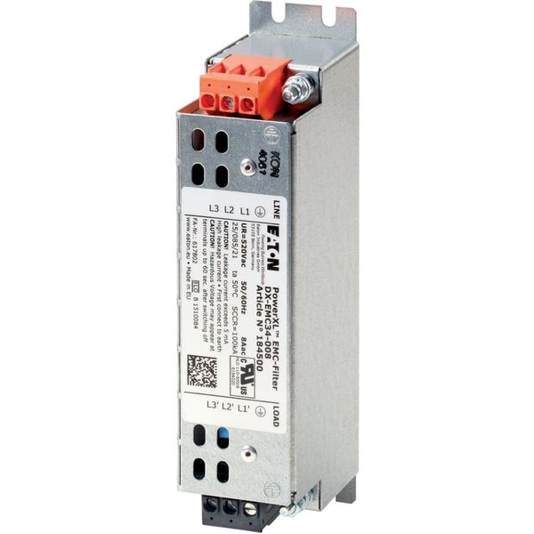 Radio interference suppression filter, three-phase, low leakage current, ULN= max. 520 + 10% V, 8 A, For use with: DE1, DE11, DC1, DA1, DM1, DG1 image 4