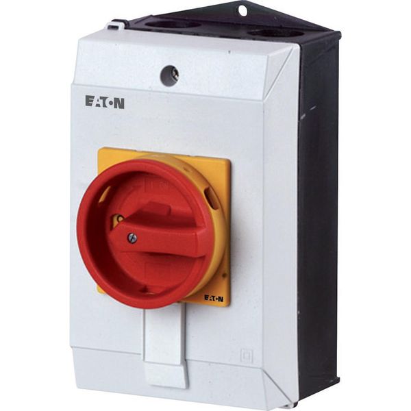 Main switch, P1, 25 A, surface mounting, 3 pole, Emergency switching off function, With red rotary handle and yellow locking ring, Lockable in the 0 ( image 3