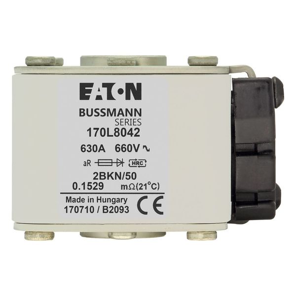 Fuse-link, high speed, 630 A, AC 660 V, Size 2, 59 x 77 x 50 mm, aR, IEC, single indicator image 7