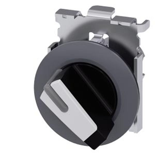 Selector switch, illuminable, 30 mm, round, Metal, matte, white, selector switch, short, front ring for flush installation,  3SU1062-2DC60-0AA0-Z X90 image 2