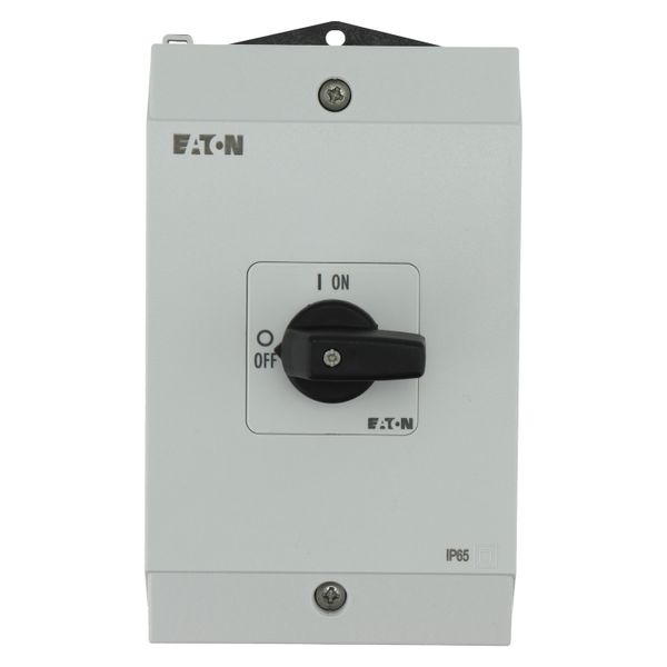 On-Off switch, P1, 40 A, surface mounting, 3 pole, with black thumb grip and front plate, hard knockout version image 12