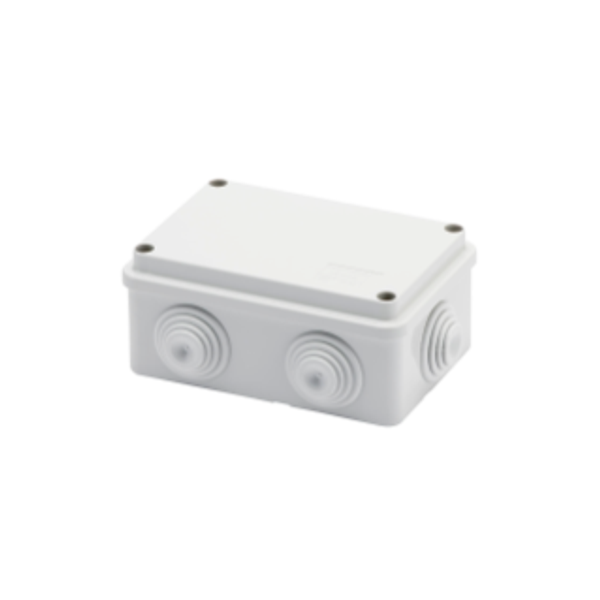 JUNCTION BOX WITH PLAIN SCREWED LID - IP55 - INTERNAL DIMENSIONS 120X80X50 - WALLS WITH CABLE GLANDS - GWT960ºC - GREY RAL 7035 image 1