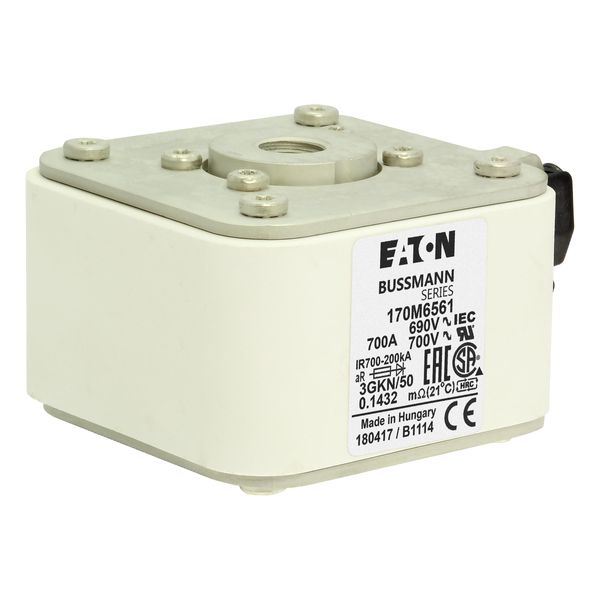 Fuse-link, high speed, 700 A, AC 690 V, size 3, 76 x 92 x 53 mm, aR, IEC, UL, type K indicator image 16