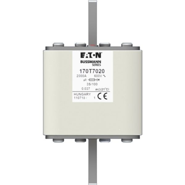 Fuse-link, high speed, 2000 A, AC 600 V, size 3, 74 x 74 x 140 mm, aR, IEC, visual indicator image 1