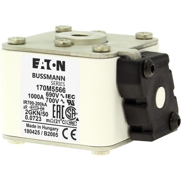 Fuse-link, high speed, 420 A, AC 690 V, DIN 2, gR, DIN, IEC, dual indicator, live gripping lugs image 1