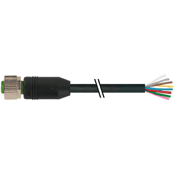M12 female 0° A-cod. with cable PUR 8x0.34 bk UL/CSA+drag ch. 35m image 1