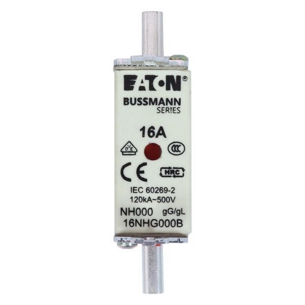 Fuse-link, LV, 16 A, AC 500 V, NH000, gL/gG, IEC, dual indicator, live gripping lugs image 19