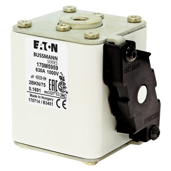 Fuse-link, high speed, 630 A, AC 1000 V, size 2, 59 x 77 x 75 mm, aR, IEC, UL, single indicator image 8