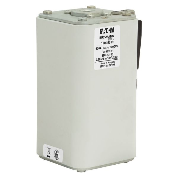 Fuse-link, high speed, 630 A, AC 2000 V, Size 3, 74 x 90 x 143 mm, aR, IEC, single indicator image 14