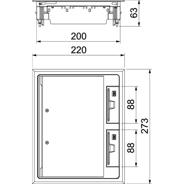 GES6 U 1019 Service outlet for duct mounting 273x220x61 image 2