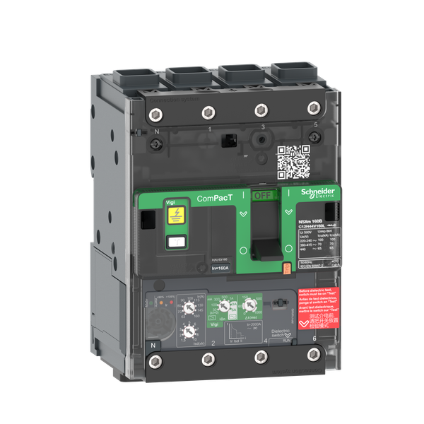 Circuit breaker, ComPacT NSXm 100B, 25kA/415VAC, 4 poles, MicroLogic 4.1 trip unit 25A, EverLink lugs image 4