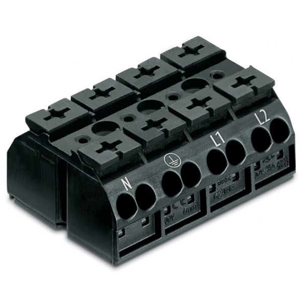 4-conductor chassis-mount terminal strip with ground contact N-PE-L1-L image 5