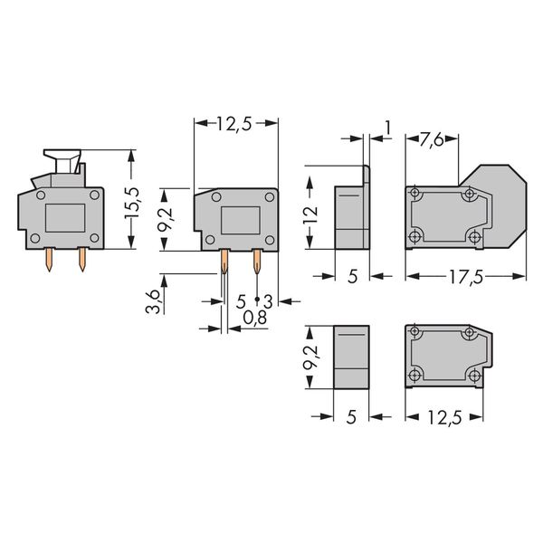 Stackable PCB terminal block push-button 1.5 mm² gray image 4