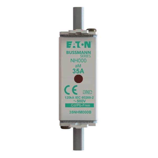 Fuse-link, low voltage, 35 A, AC 500 V, NH000, aM, IEC, dual indicator image 1