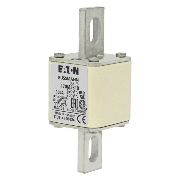 Fuse-link, high speed, 350 A, AC 690 V, compact size 1, 45 x 45 x 110 mm, aR, IEC, UL image 14