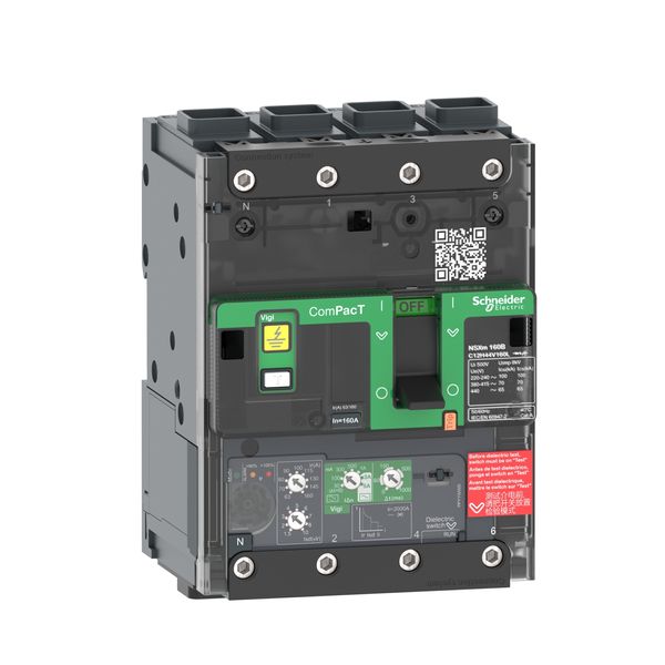 Circuit breaker, ComPacT NSXm 160F, 36kA/415VAC, 4 poles, MicroLogic 4.1 trip unit 160A, EverLink lugs image 3