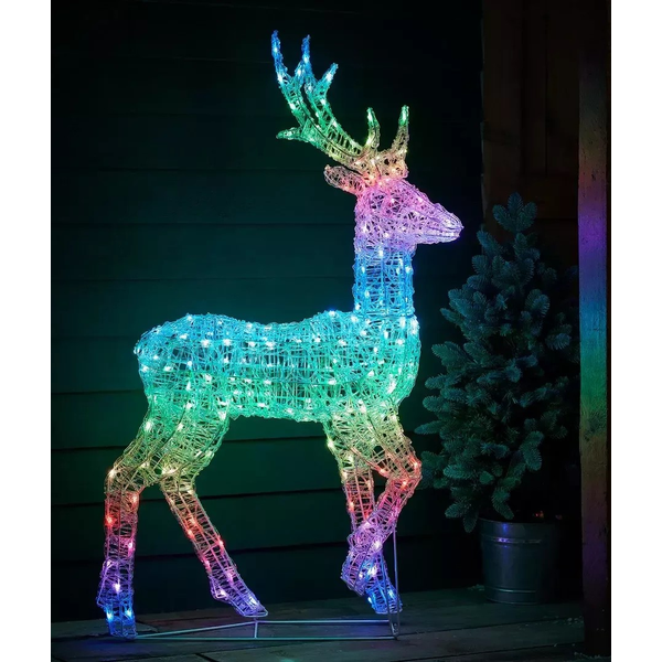 Twinkly 3D Reindeers - Stag Reindeer, 200 RGB+W LED, 120cm, Iron/Acrylic, Plug Type F image 1