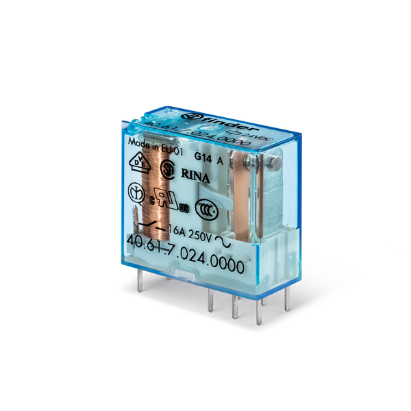 PCB/Plug-in Rel. 5mm.pinning 1CO 16A/14VDC/AgCdO/wash tight 125Â°C (40.61.9.014.0003) image 2