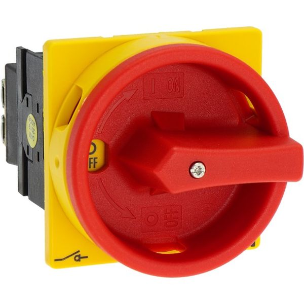 Main switch, T0, 20 A, flush mounting, 2 contact unit(s), 3 pole, Emergency switching off function, With red rotary handle and yellow locking ring, Lo image 8