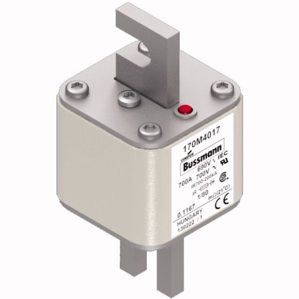 Fuse-link, high speed, 700 A, AC 690 V, DIN 1, 53 x 53 x 108 mm, aR, DIN, IEC, single indicator image 4