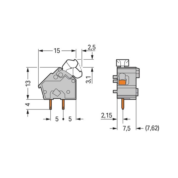 Stackable PCB terminal block push-button 2.5 mm² blue image 3