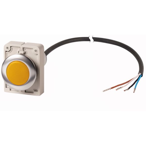 Indicator light, Flat, Cable (black) with non-terminated end, 4 pole, 1 m, Lens yellow, LED white, 24 V AC/DC image 1