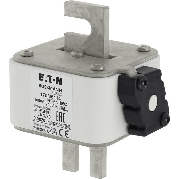 Fuse-link, high speed, 1000 A, AC 690 V, DIN 3, 76 x 92 x 109 mm, aR, DIN, IEC, single indicator image 5