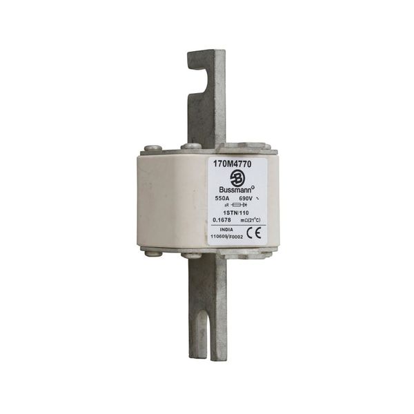 Fuse-link, high speed, 550 A, AC 690 V, size 1, 52 x 52 x 140 mm, aR, IEC, single indicator image 2