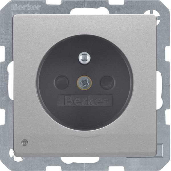 Socket outlet w. earthing pin and LED orientation light, Q.x, alu velv image 1