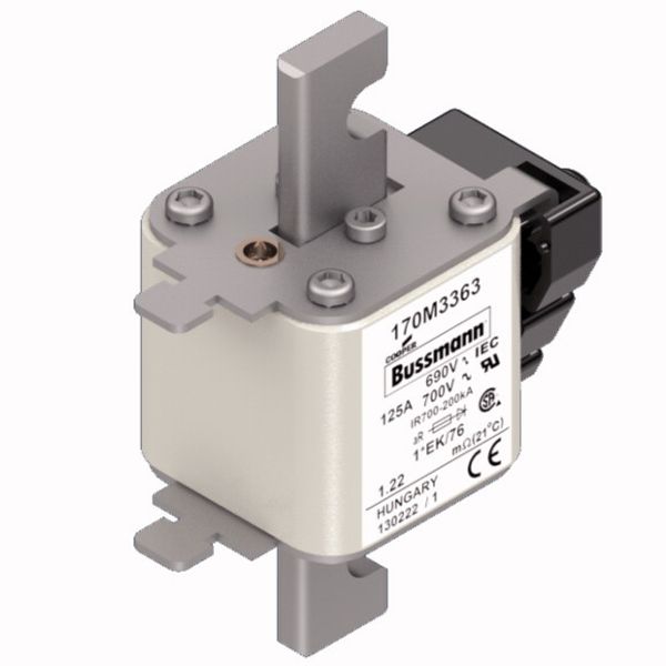 Fuse-link, high speed, 125 A, AC 690 V, compact size 1, 45 x 59 x 102 mm, aR, IEC, UL, single indicator image 3