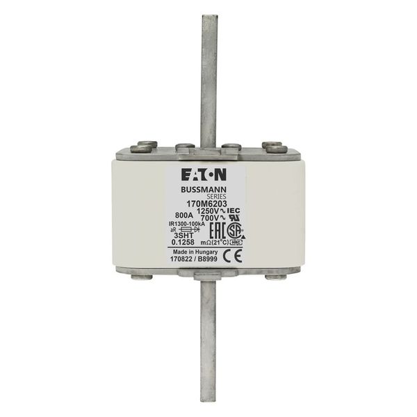 Fuse-link, high speed, 800 A, AC 1250 V, size 3, 76 x 76 x 150 mm, aR, IEC, single indicator image 16