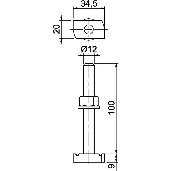 MS41HB M12x100ZL Hammerhead screw for profile rail MS4121/4141 M12x100mm image 2