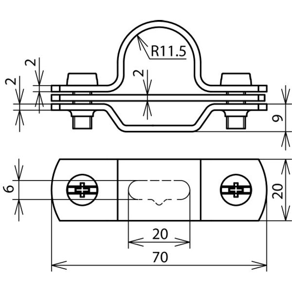 Conductor holder for HVI conductor D 23mm with slot 16x6.5mm  StSt image 2