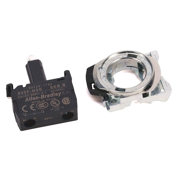 Lamp Module, Integrated LED, Green, 24V AC/DC, with Metal Latch image 1