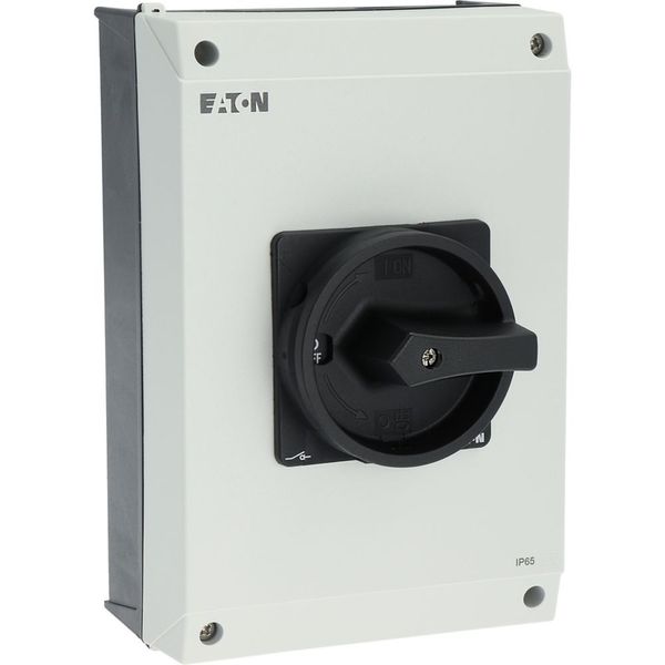 Main switch, P3, 63 A, surface mounting, 3 pole, 1 N/O, 1 N/C, STOP function, With black rotary handle and locking ring, Lockable in the 0 (Off) posit image 58